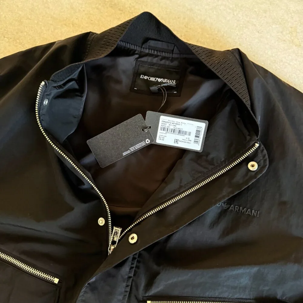 EMPORIO ARMANI Mens Black Nylon‎ Blouson Jacket Size 52, NWT $675